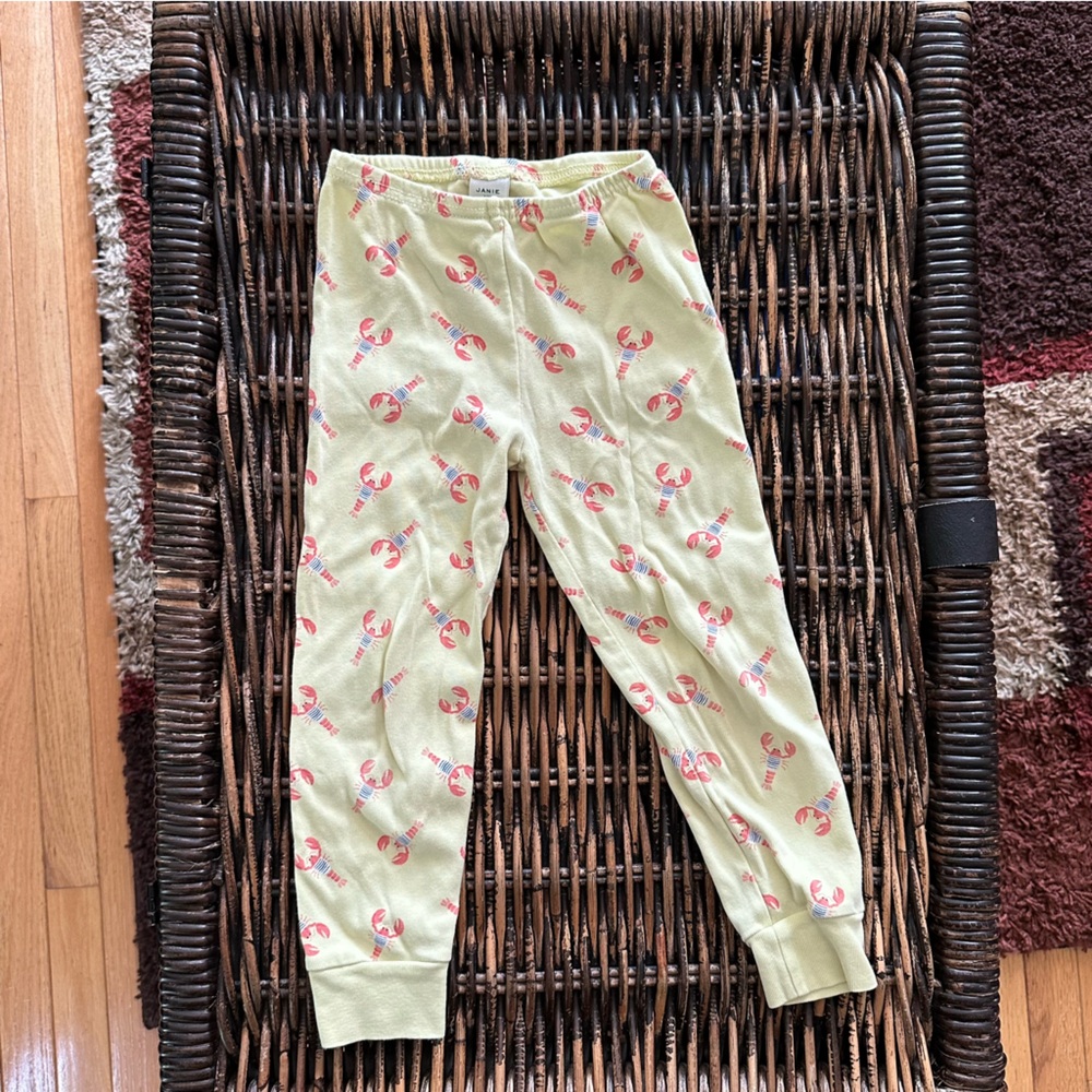 Janie and Jack Lobster Pajama Bottoms, Elgin Yellow Lobster Print size 4